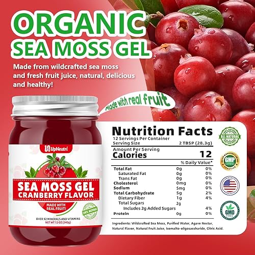 Miniatura 2 de Gel de musgo marino  Wildcrafted Irish Sea Moss 92 Minerales y Vitaminas Defensa Inmunológica Apoyo Antioxidante Tiroideo, Vegano Sin OMG con sabor