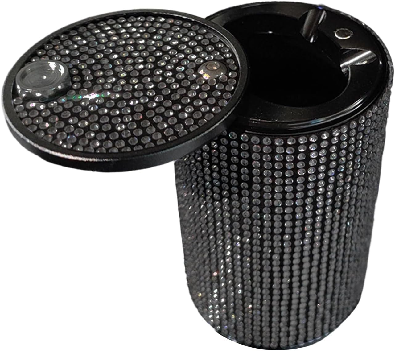 Stylish Glittering Crystal Vehicle Ashtray with Build in LED Light & Multifunctional StorageDiamond Pattern Car Ashtray Stone Car