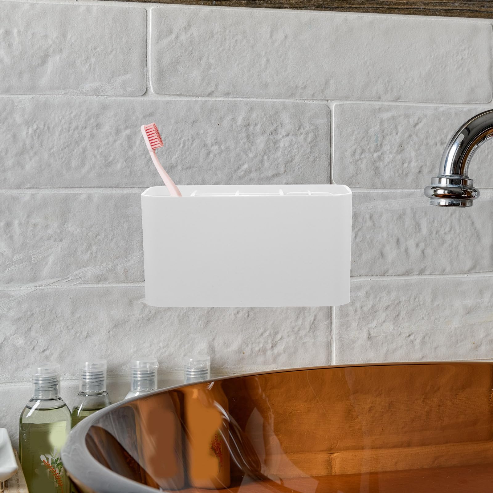 Soporte para Cepillos de Dientes Estuche Desmontable y Organizador de Cepillos para Baño, Diseño Simple de Abs Capacidad Adecuada y Ahorro de Espacio para Uso Diario Hogar