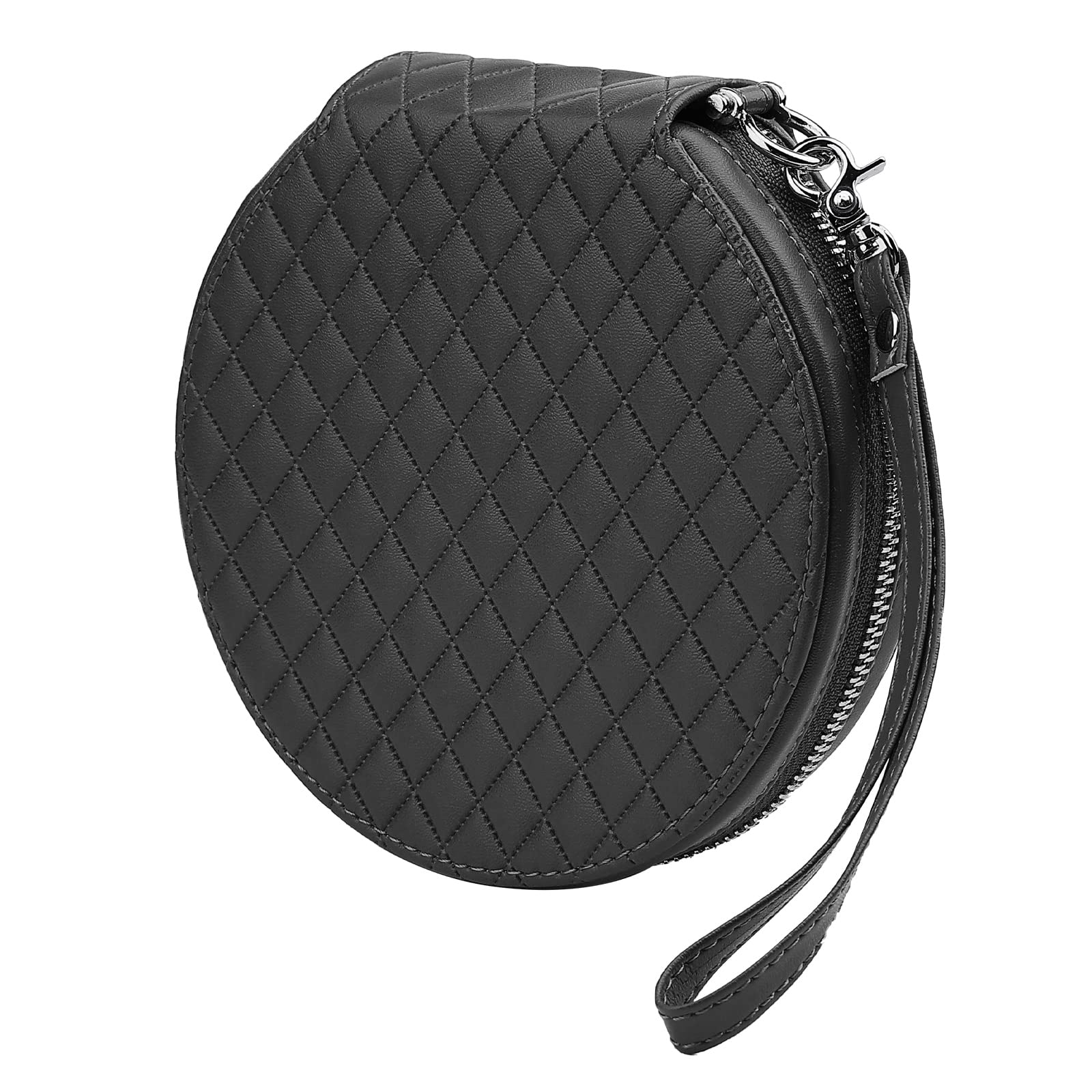 ELEZAY CD Case PU Leather Diamond Design DVD Storage Round 20/32 Disc Capacity Portable CD Holder with Hand Strap for Car Travel Home