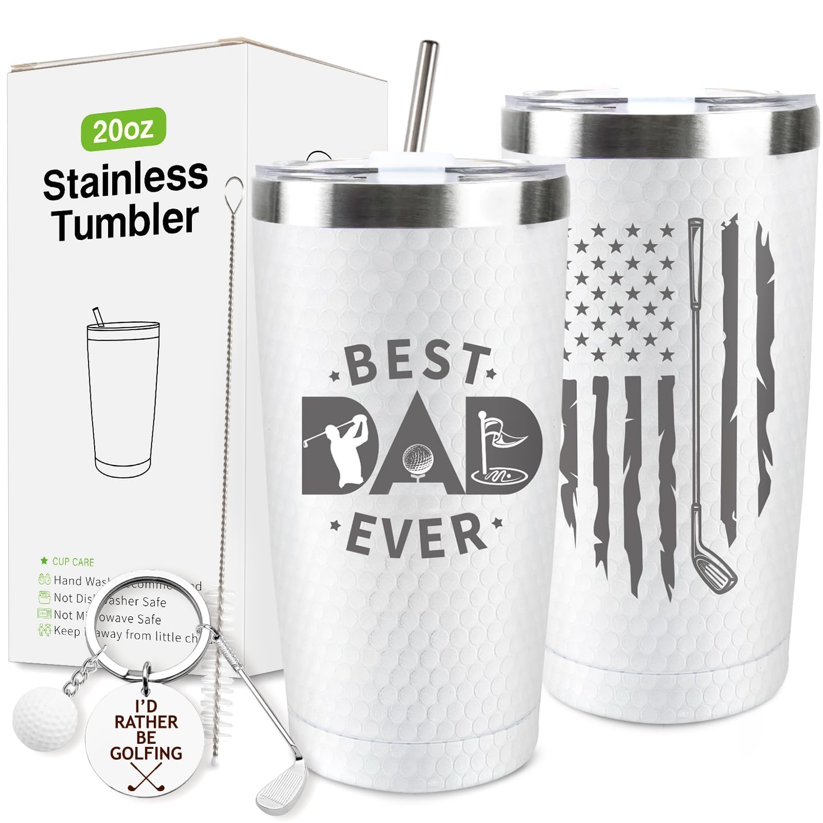 Fathers Day Golf Gifts for Men Dad 20 Oz Best Dad Ever Golf Lovers Stainless Steel Tumbler Cup