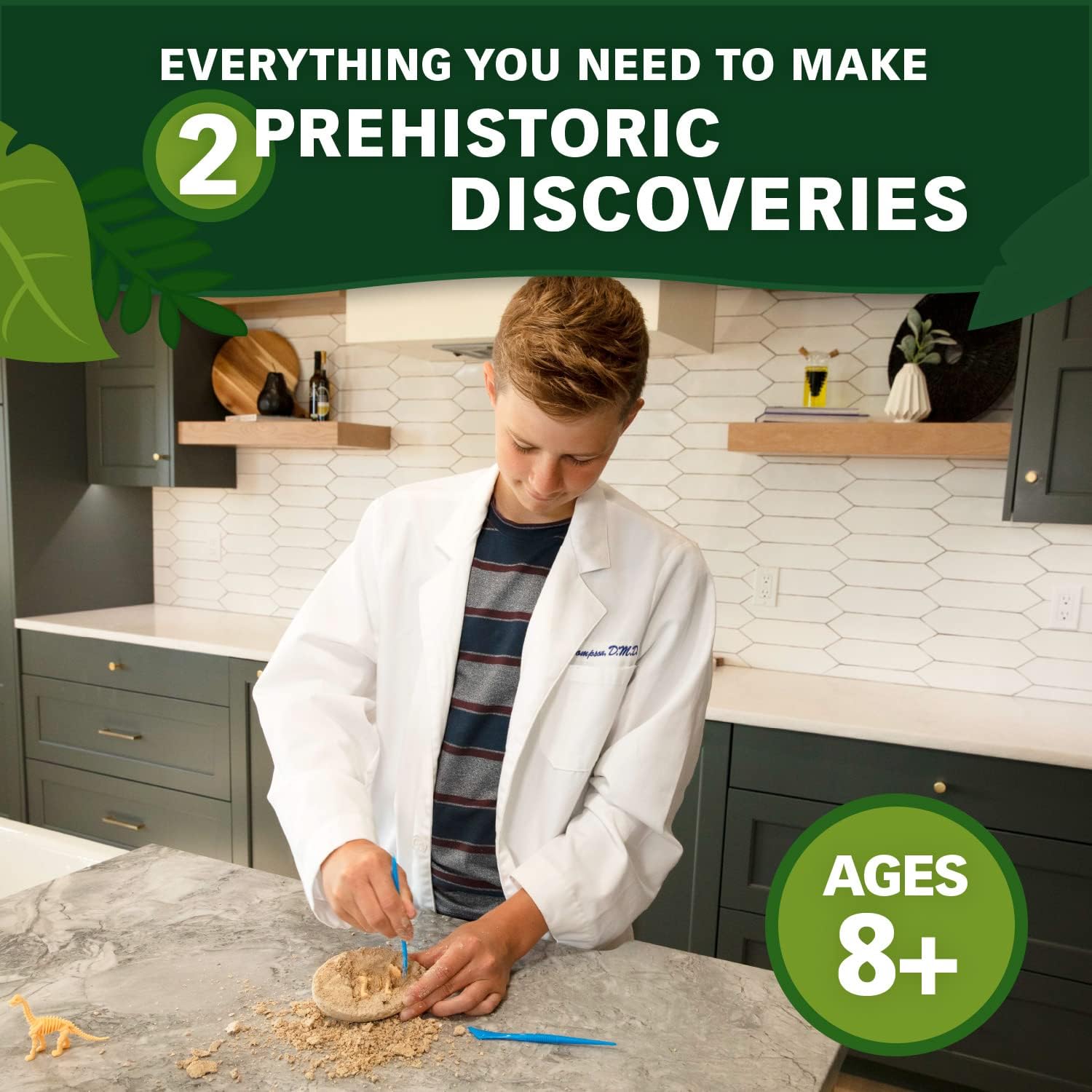 MindWare Dino Egg Dig Kit - Make 2 Giant Dino Eggs, Then Excavate The Dinosaur - Includes Science Experiment