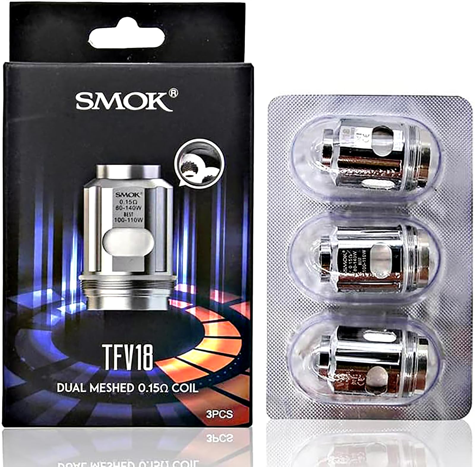 SMOK TFV18 Dual Meshed Coil 0.15ohm fr Vape Vaporizer E-Zigarette  Elektronische Zigarette Kompatibel mit TFV18 Tank Morph 2 Kit MAG-18 Kit 3  Stck/Pack 80-140W Best 100-110W Kein Nikotin: Amazon.de: Elektronik & Foto