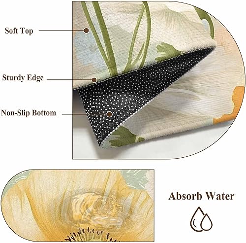 Miniatura 7 de 5x8 Area Rugs, Retro Spring Floral Non-Skid Rubber Backing Large Rectangle Rugs - Living Room Bedroom Home Office, Watercolor Summer Flower