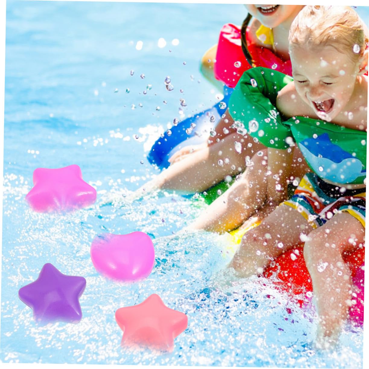 SUPVOX 80 Palline da Piscina a Forma di Stella e Cuore, 80 Pezzi in Pe Leggere per Piscine per Ragazzo Ragazza, Gioco Educativo per Riconoscere i Colori in Piscine e Feste