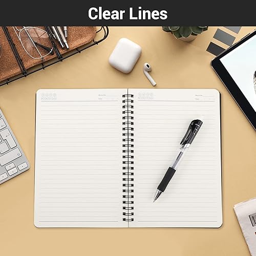 Miniatura 7 de EUSOAR - Cuaderno rayado A5 con espiral, tapa dura negra, para escritura, viajes, notas, diario, bocetos, para estudiantes, oficina, negocios,