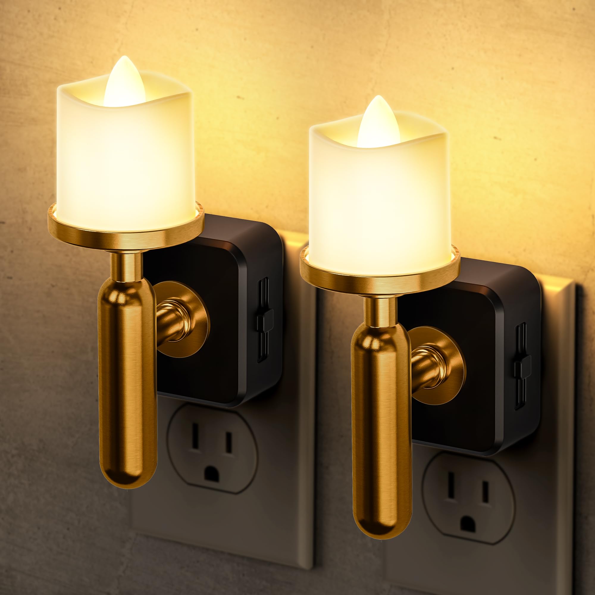 Briignite Luz nocturna sin llama, luces nocturnas enchufables en la pared, luz nocturna LED con sensor de luz, luz nocturna regulable de 0 a 100 lúmenes, luz nocturna blanca suave de 3000 K para baño