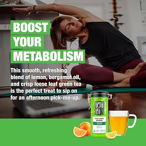 Miniatura 4 de Tiesta Tea - Máquina verde magra té verde cítrico ligero de hojas sueltas cafeína media té caliente y helado lata de 4 onzas 50 tazas natural ayuda
