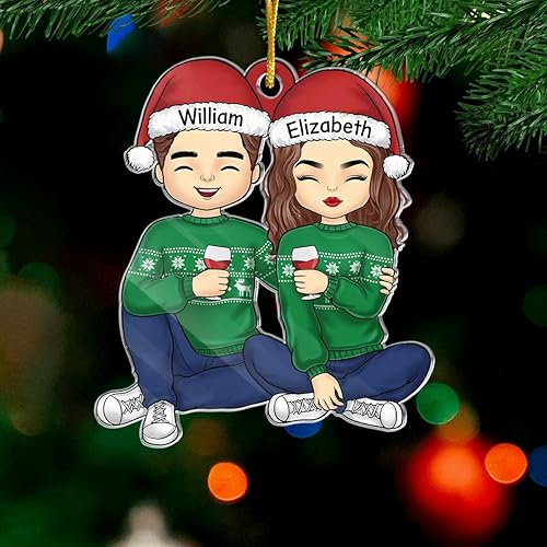 Miniatura 3 de Pawfect House Adorno de Navidad personalizado para parejas de Cheers to A Merry Christmas 2023, decoración de árbol de Navidad, regalos para