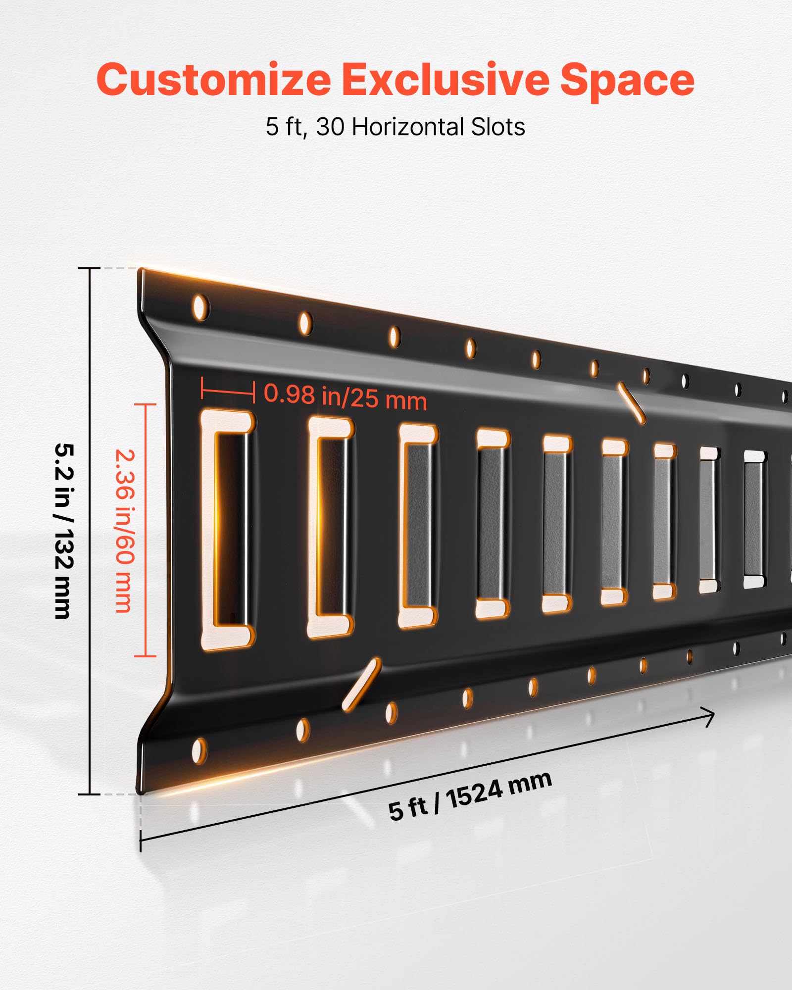 VEVOR Kit Rails Arrimage E-Track, 6 Rails E Track de 1,5 m, 26 Accessoires Comprenant 2 Sangles à Cliquet, 6 Joints Toriques, 6 Attaches avec Anneau en D, 12 Embouts, pour Fourgons Remorques Garages