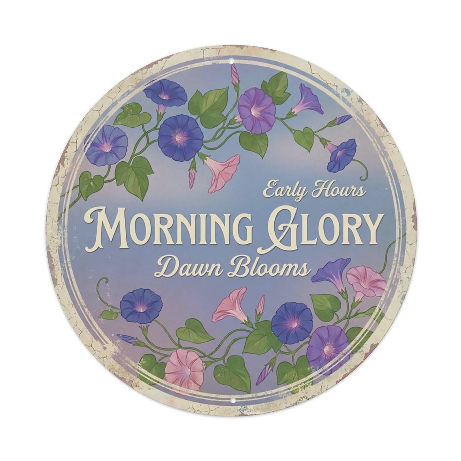 Cxhjca 8X8inch(20X20cm) Vintage Cottagecore Garden Morning Glory Climbing Metal Tin Sign