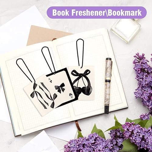 Miniatura 5 de Ambientador colgante de 3 piezas con lazo de cerezo de cerezo, bonito ambientador para colgar en el coche, coqueta negra, ambientador de aire para