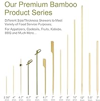 Vista 7 de Minisland 200 palillos de dientes de bambú prémium para cóctel, 4.7 y 6 pulgadas de largo, brochetas anudadas para bocadillos de frutas, aperitivos