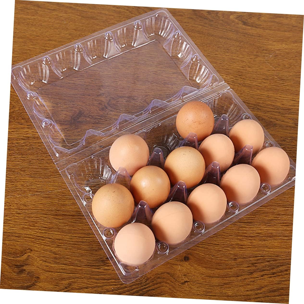 15-Pack PET Egg Storage Trays Household Egg Organizer Lid Plastic Displaying Container for Kitchen and Refrigerator