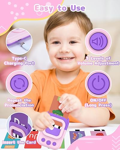 Miniatura 3 de Tarjetas didácticas parlantes para niños de 2 a 4 años, juguetes de terapia del habla para niños pequeños de 1 a 3, juguetes educativos para niños