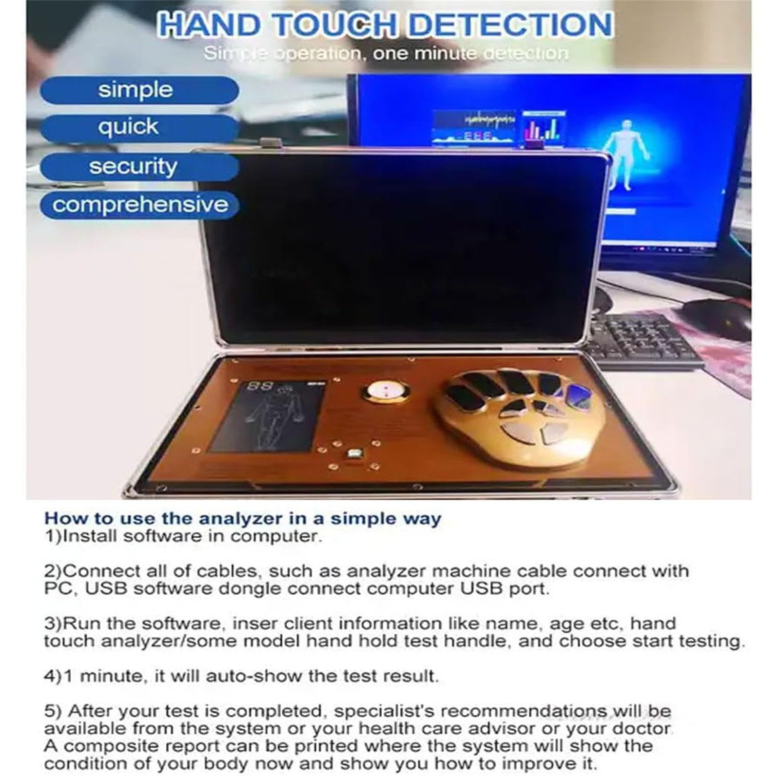 Analizator magnetyczny rezonansu kwantowego 3D, 53 raporty, wykrywacz zdrowia ciała do dokładnego testu zdrowia fizycznego, do użytku domowego