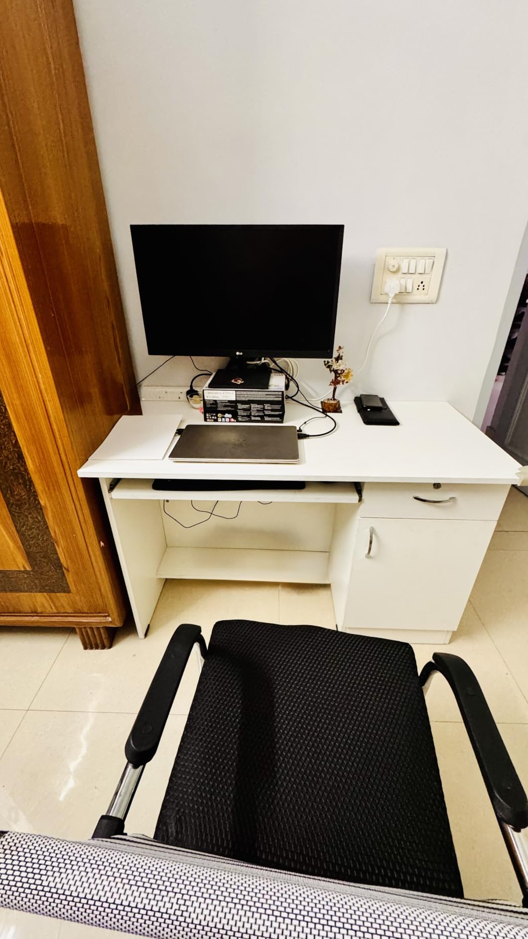 Nityam Computer Table for Home pc Storage Keyboard Tray with Drawer ...