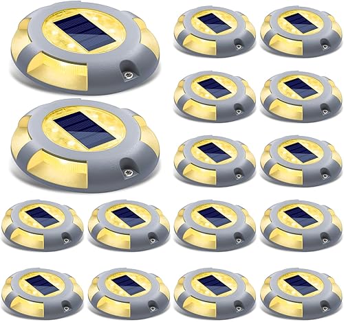 Miniatura 13 de SIEDiNLAR Luces Solares para Terraza Entrada Camino de Acceso Luz LED Solar Exterior Impermeable Marcadores de Carretera para Escalón Acera Escalera