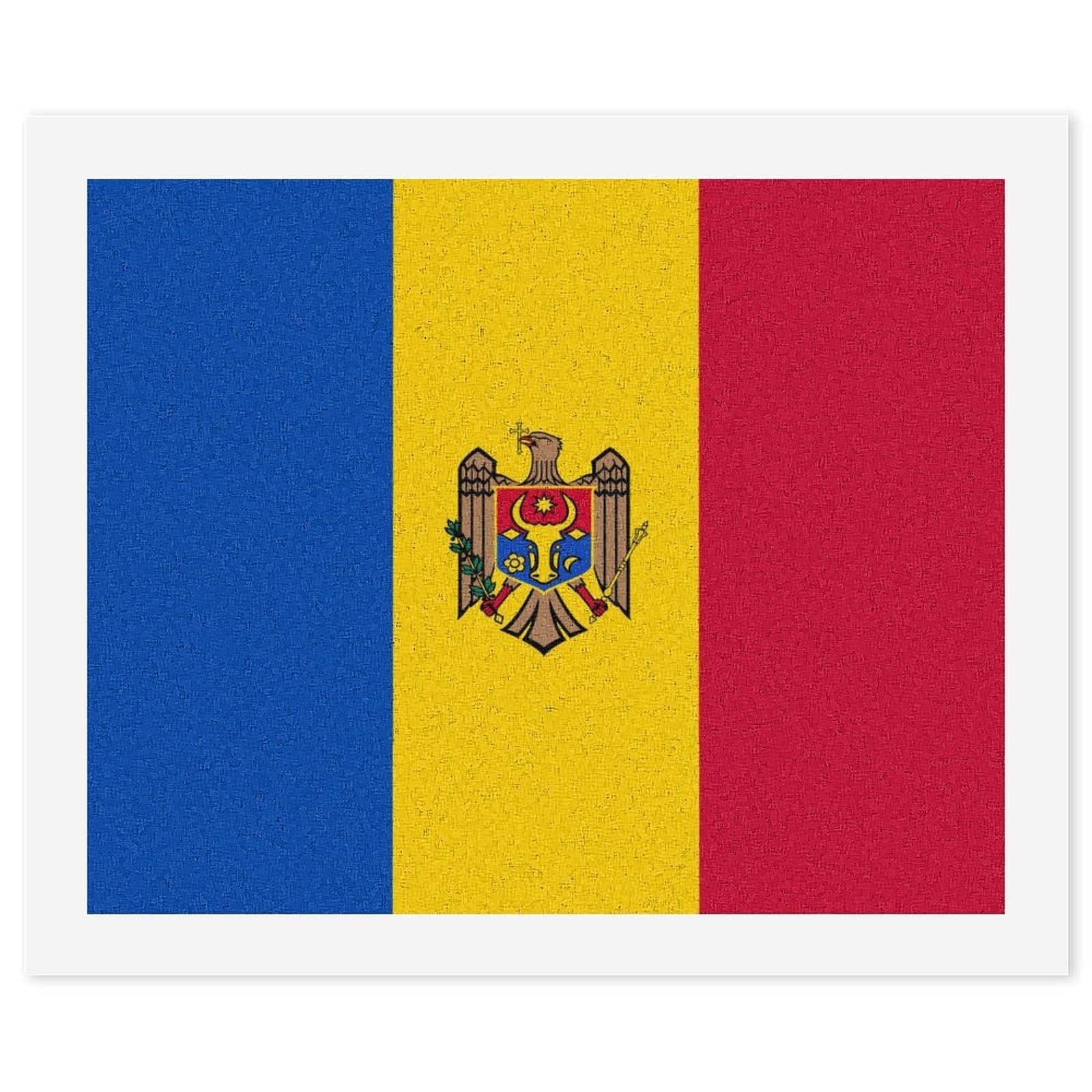 Moldawien Flagge Malen nach Zahlen für Erwachsene auf Baumwolle DIY Ölgemälde Oder Geschenk Wohnkultur 60x75cm