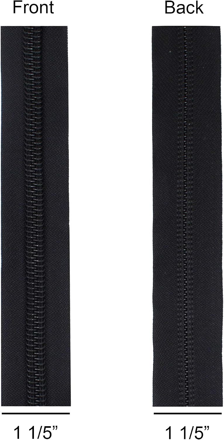 YKK #10 Zipper Coil Chain with 2 Sliders per Yard. Many Colors. Sold in 5-Yard Lots. Please See Our Other Listing for Size 5 & Size 8 (5 Yards & 10 Black Sliders, Black)