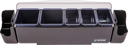 Miniatura 4 de San Jamar Dome Garnish Center - Bandeja con 5 bandejas para cocina, bar y restaurantes, plástico, 9 pintas, color negro