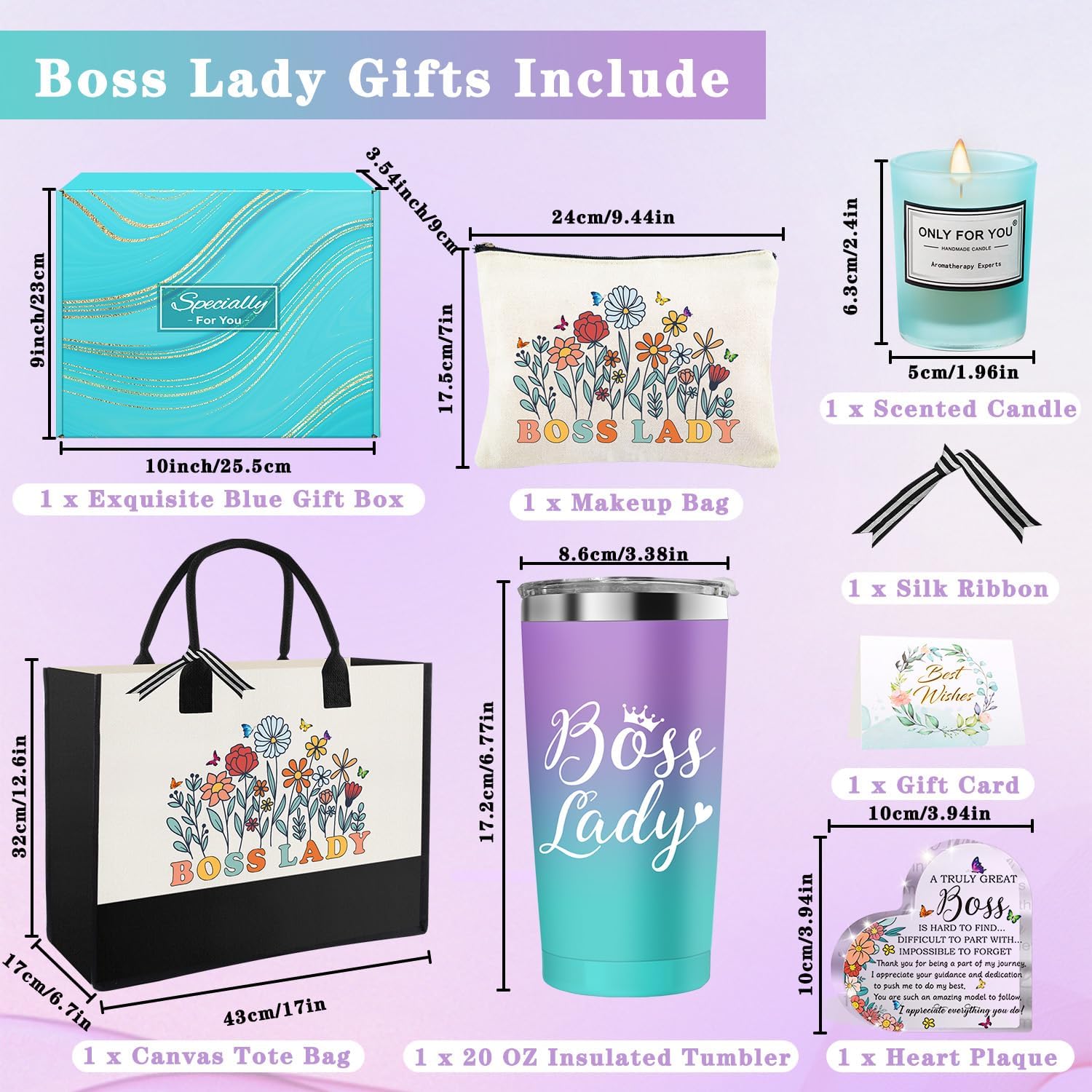 Boss Lady Gifts for Women, Best Boss Gifts for Women with 20 Oz Insulated Tumbler, Canvas Tote Bag, Makeup Bag, Scented Candle, Present for Bosses Day Valentines Day Female, Boss Present for Birthday - Image 3