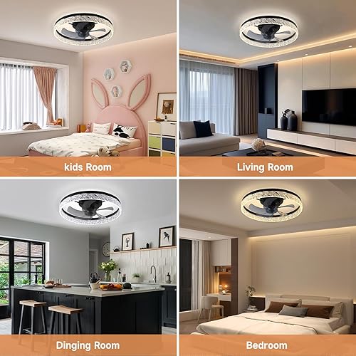 Miniatura 7 de Ventilador de techo de 20 pulgadas con luz, ventiladores de techo de perfil bajo con luces y control remoto, cambio de temperatura de color continuo