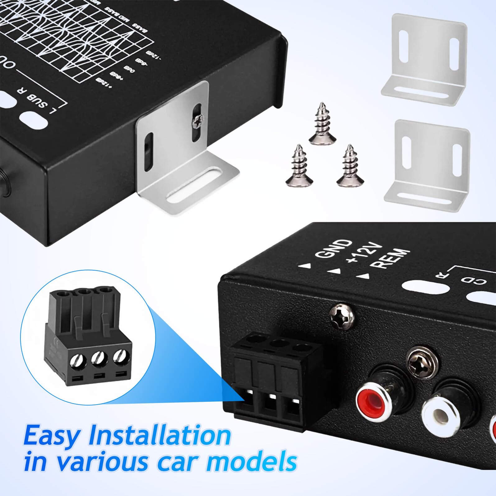 Hohopeti Ecualizador Digital para Coche de 7 Bandas, Amplificador de Sonido Ajustable, Ecualizador Estéreo de Audio para Automóvil Control Preciso de Tono, Diseño Compacto para Instalación