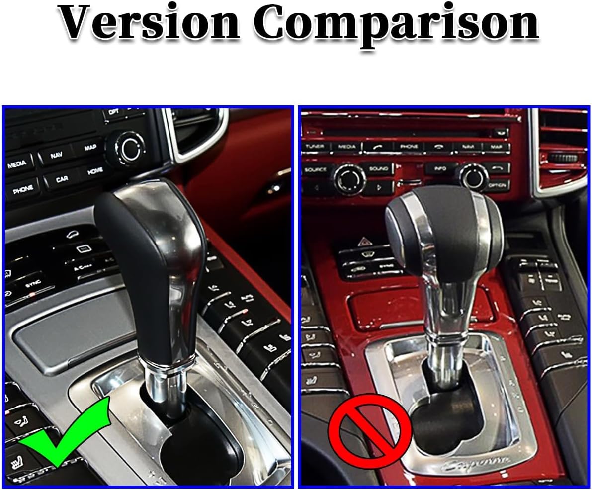 Real Carbon Fiber Source Manufacturer Automotive Interior Accessories Center Console Gear Shift Knob Decorative Protective Cover for Porsche 2011-2017 Cayenne (Red Carbon Fiber)