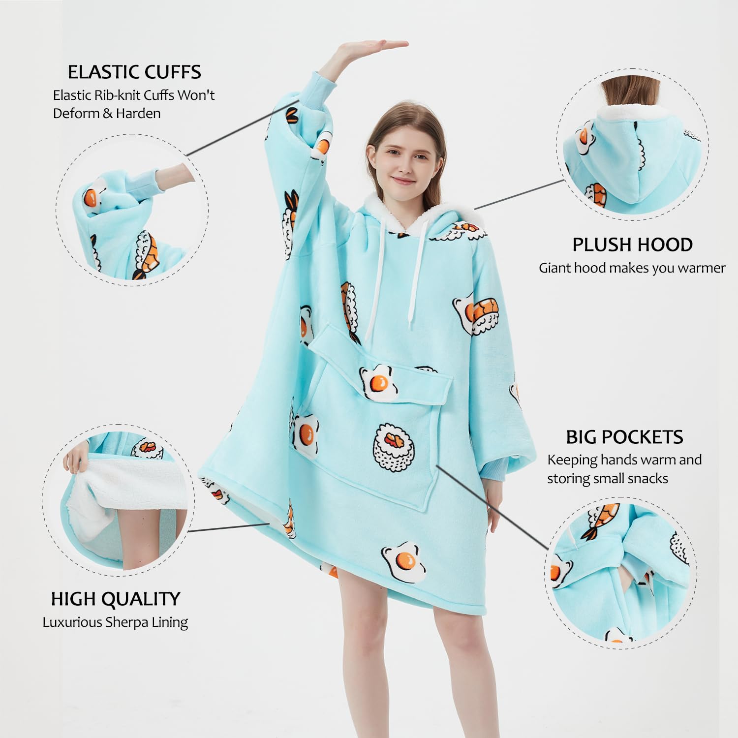 Amazon.com: Qeils Wearable Blanket Hoodie for Women, Comfy Sherpa