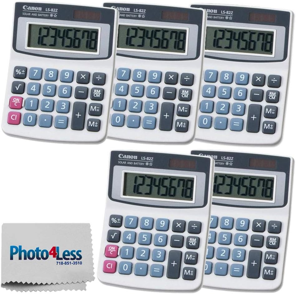 Canon LS-82Z Handheld Basic Calculator - Value Bundle (5 Pack)