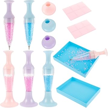6 PCS Diamond Art Painting Pen, Flower Pot Shape Point Drill Pens, Art Bead Dispenser Pen, Diamond Dotting Kit Nail Point Pens for Nail Crafts DIY Cross Stitch