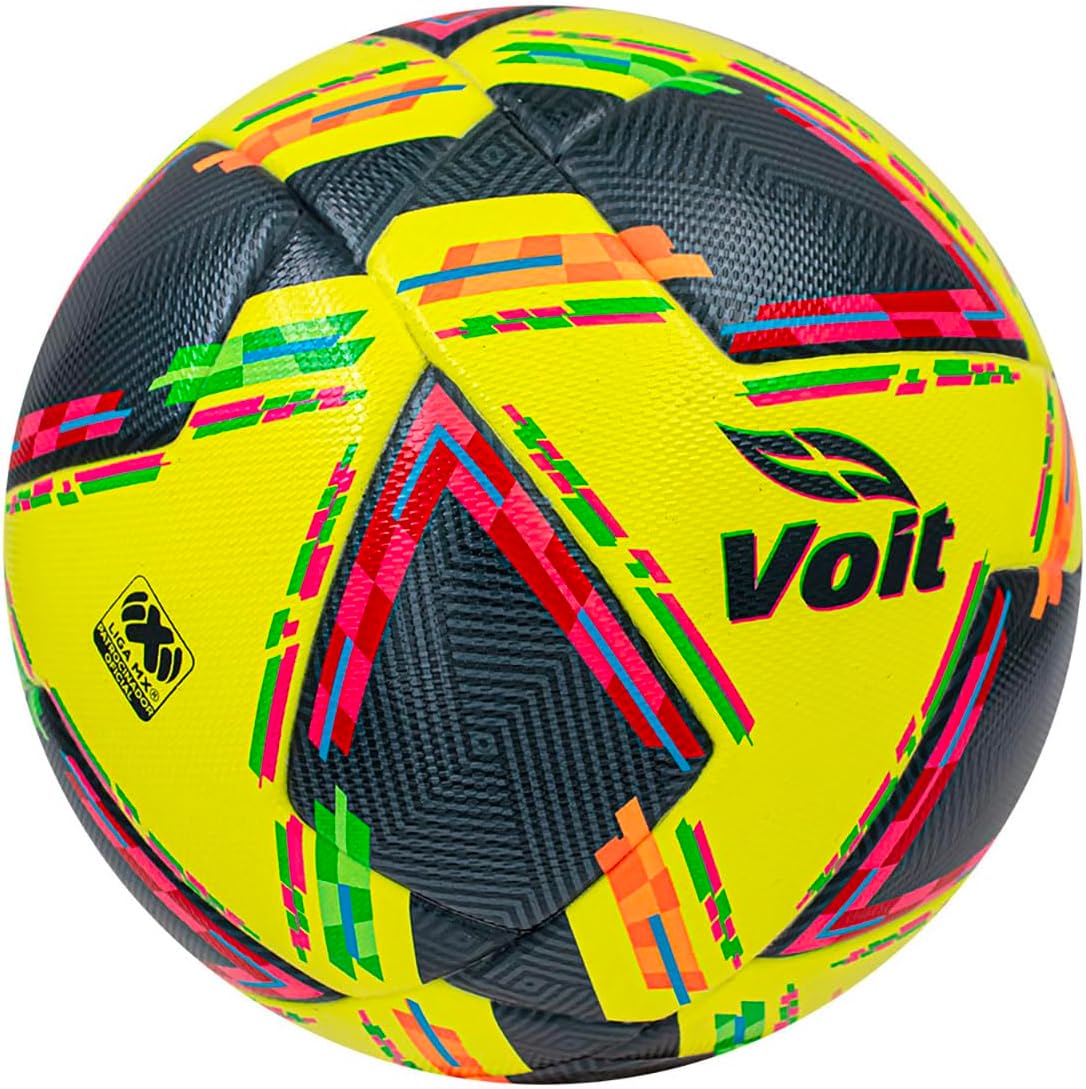 Voit Soccer Ball No. 5, LIGA MX FIFA Quality, Yellow/Black, Multi-Color Design, Professional Use