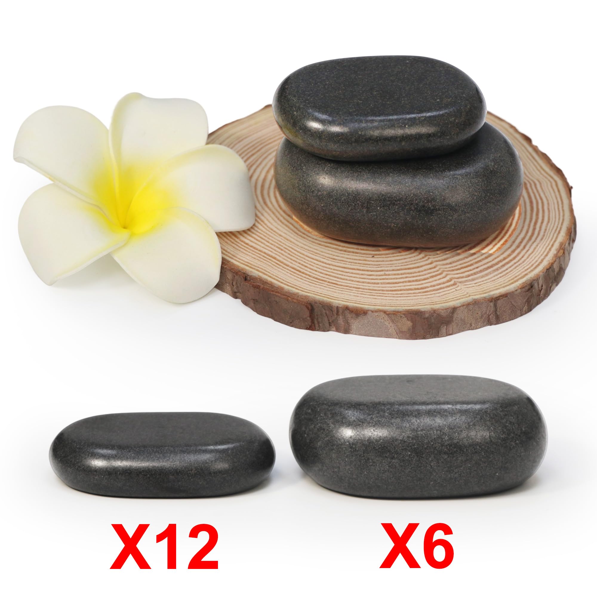 Master Massage Hot Stone - Piedras de masaje en caja decorativa de bambú (18 unidades)