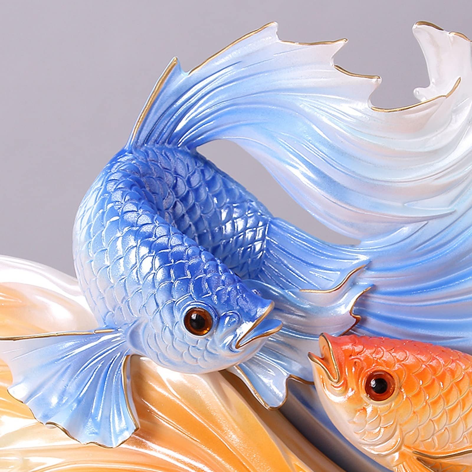 Posąg Buddy do wnętrz Feng Shui Ozdoby Fortune Goldfish Lucky Standue Mały Standue Biuro Salon Dekoracja Biznes Otwarta Złota Statua Medytująca Statua Buddy Rzeźba (B)