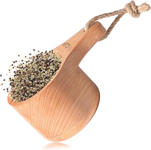 Tazas medidoras de madera, cuchara medidora profesional de madera de haya de 1 12 taza para uso familiar, accesorios para hornear, regalo de talla