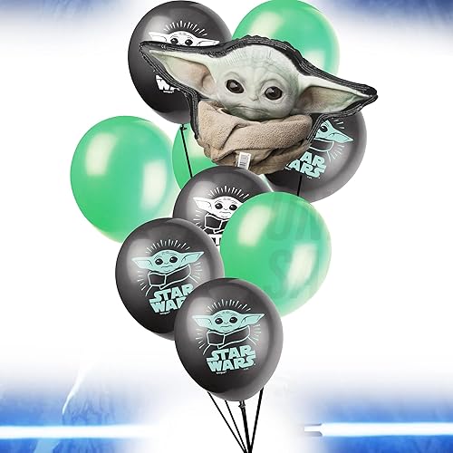 Miniatura 7 de Baby Yoda - Kit de globos de fiesta de cumpleaños con temática de Happy Birthday, globos de látex y papel de aluminio con el niño, juego de 19