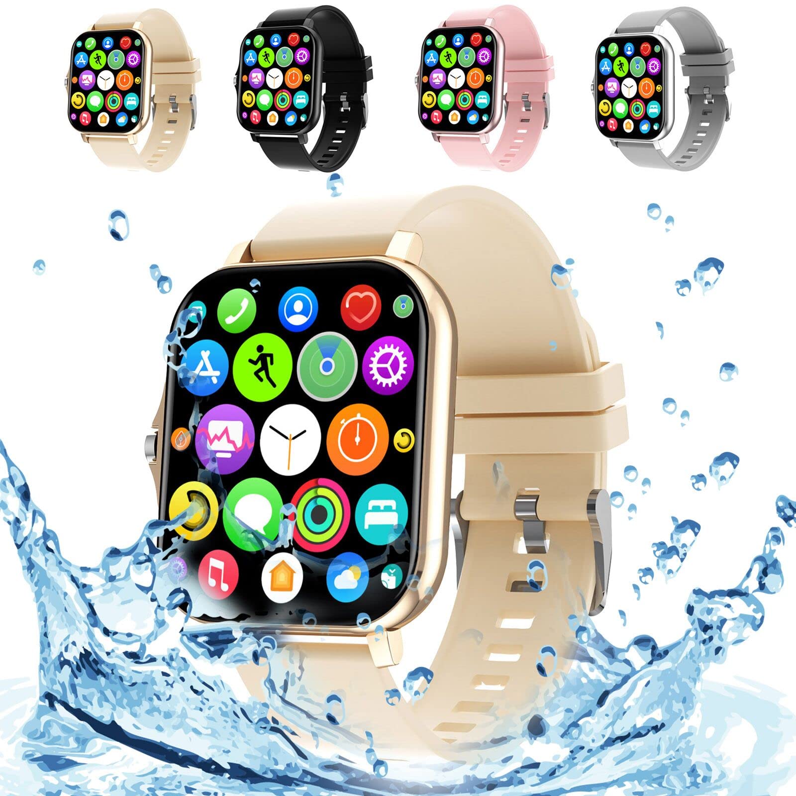 （新品手表）1.7" Color Full-Touch-Screen Metal Case Smart Watch - Multifunctional Bluetooth Talk Casual IP67 Waterproof Metal Case Remote Take Photo Fitness Sports Activity Bracelet Gifts for