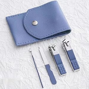 4pcs Clipper Set - Blue Includes Nail Trimming Clippers Nippers ArtPedicure Cuticle Trimming and Other Nail Care Tools