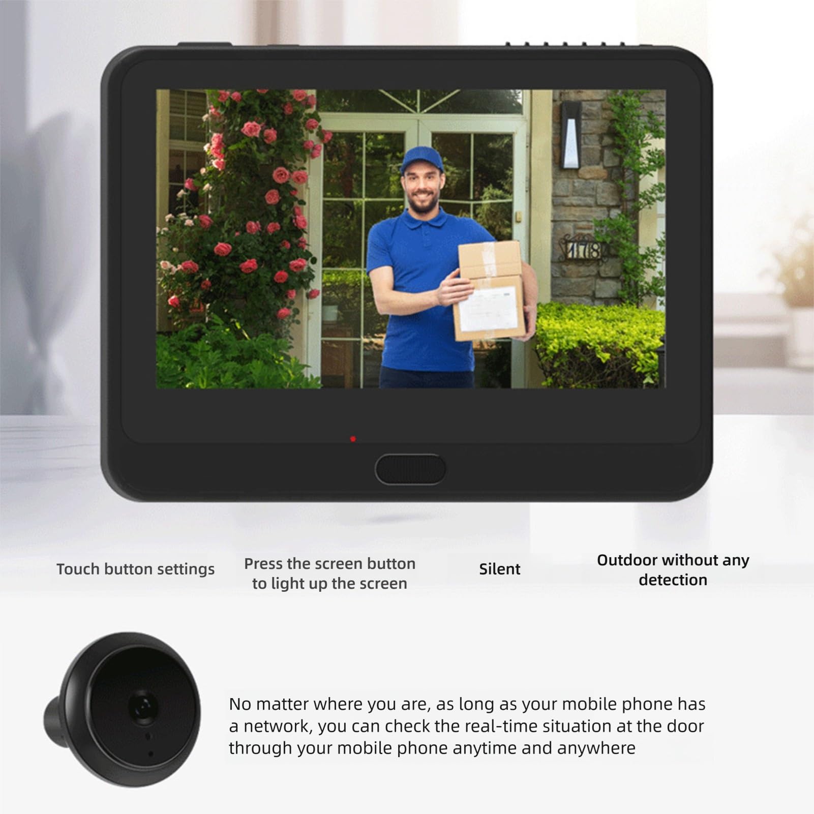Bewinner Gucklochkamera, Digitale LCD-Überwachungskamera 1080P mit 4,3-Zoll-Monitor, 2-Wege-Gegensprechanlage, PIR-Menschenerkennung, Sprachänderung, Lange Standby-Zeit, Digitaler