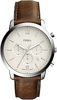 Fossil Men's Neutra Chronograph Watch - 44mm Quartz Stainless Steel Case & Brown Leather Strap