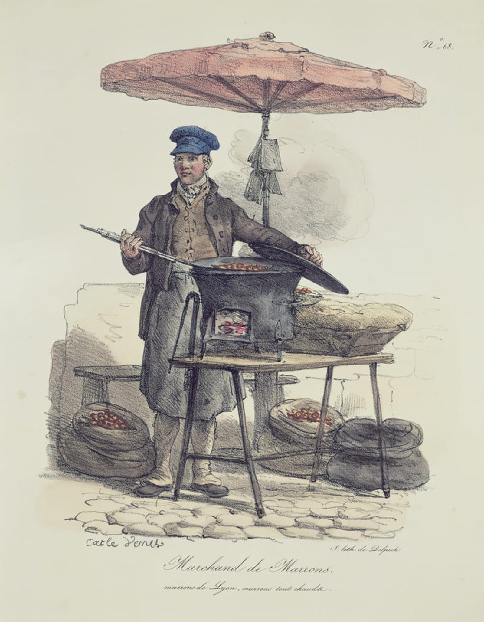ARTXLXXBN Famous Art Print Poster Vintage Wall Art Chestnut Seller by Antoine Charles Horace Vernet Canvas Art Poster for Home Decor 60x90cm