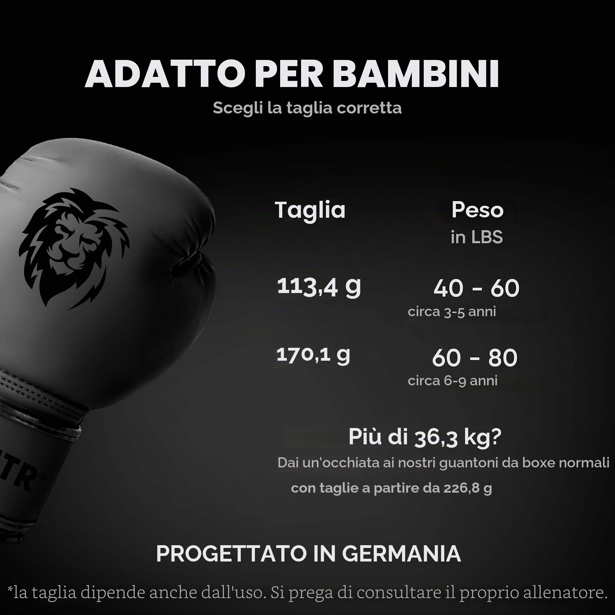 FIGHTR® Guanti da boxe per bambini con ottima vestibilità per la massima protezione | Junior ragazzi e ragazze | per boxe, MMA, Muay Thai, kickboxing e arti marziali 04 06 oz | con borsa per il