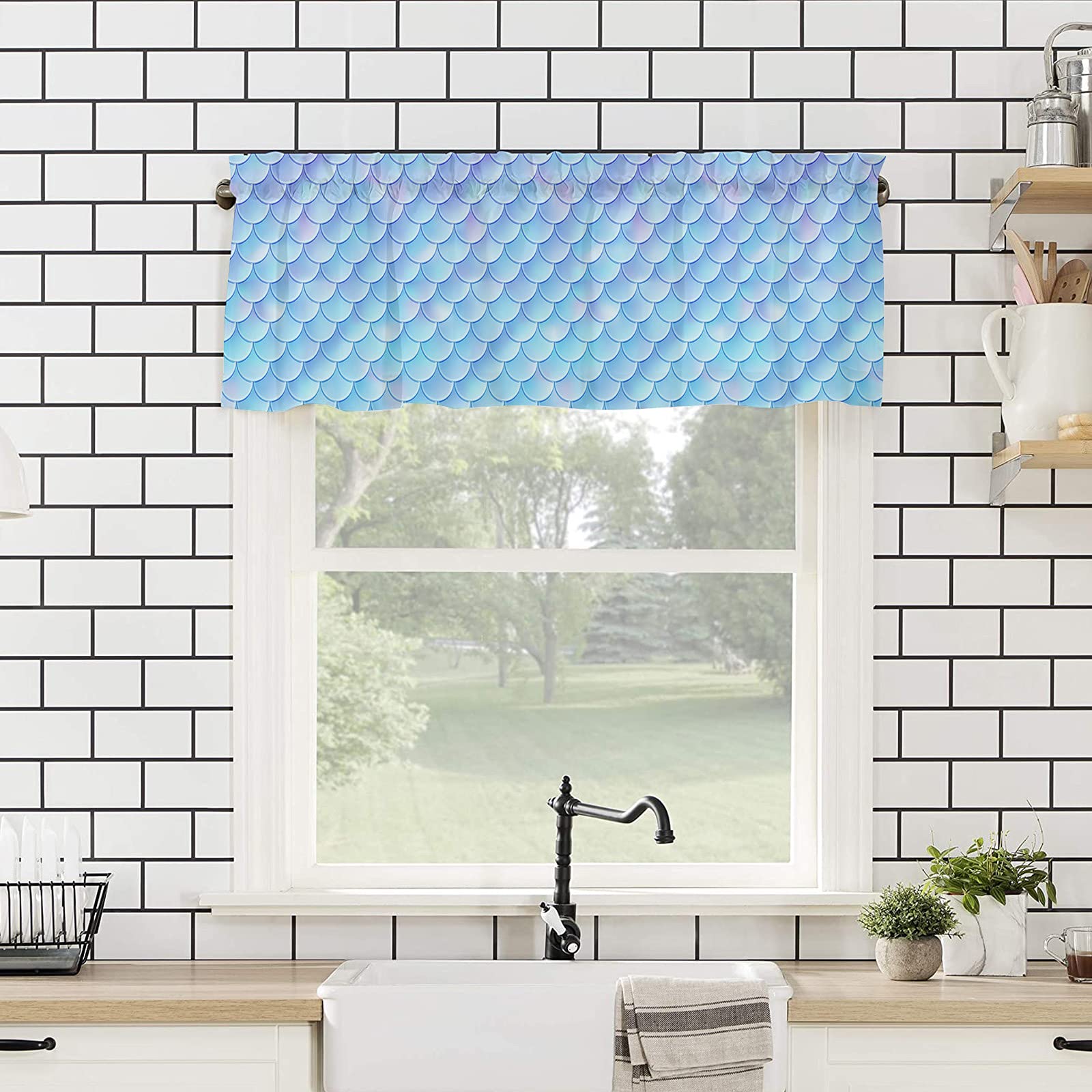 Tollpiz - Mantovana In Velo Effetto Lino Per Finestre, 137x40 Cm, Nero