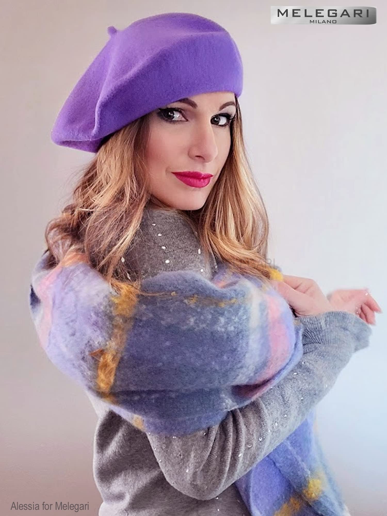 Melegari Gorro vasco mujer | 100% lana | Roma Beret | Made in Italy