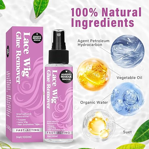 Miniatura 7 de Spray removedor de extensión con cinta, removedor de pegamento para pelucas de encaje, disolvente removedor de adhesivo para residuos de pegamento