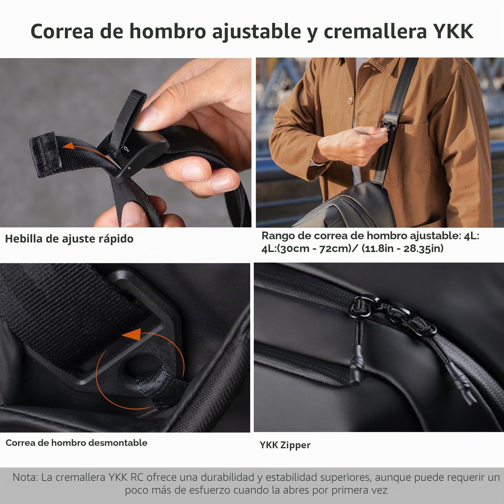 PGYTECH OneGo Solo V2 Bolso Bandolera para Cámara 4L, Mochila Camara Fotografia Profesional,Bolso Bandolera Hombre Compatible con Cámara Canon SLR/Sony/Nikon/iPad mini 8.3''/DJI OSMO Pocket 4/3, Negro