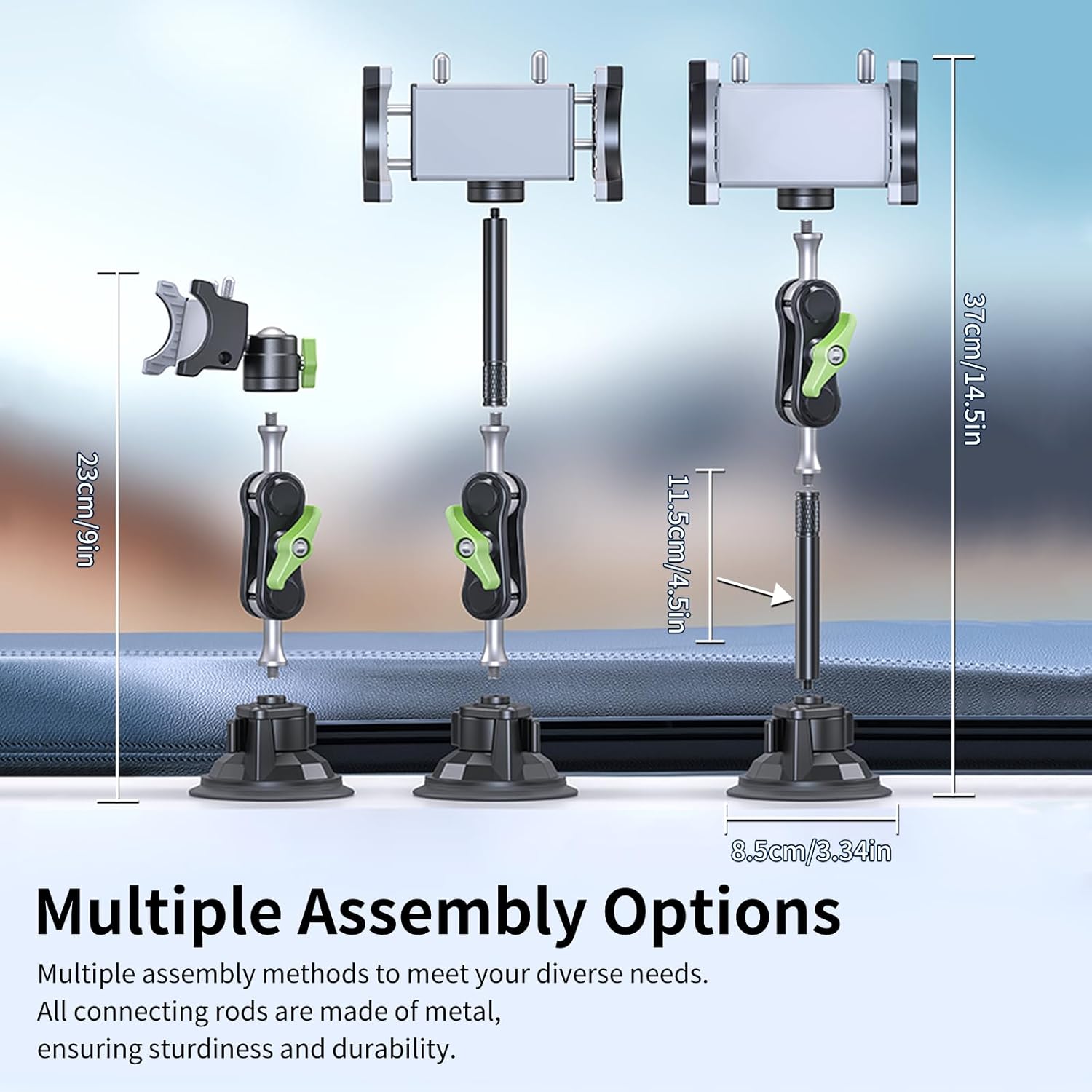 Car Phone Holder-Phone Mount for Car Windshield & Truck-Holder with 360° Rotating Metal Arm-Mount with Super Stable Suction Cup for All Vehicles - Image 2