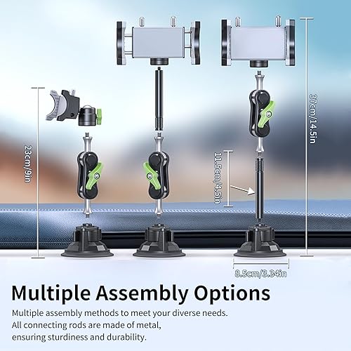 Miniatura 2 de Soporte de teléfono para automóvil para parabrisas y camión con soporte de brazo de metal giratorio de 360 con ventosa súper estable para todos los