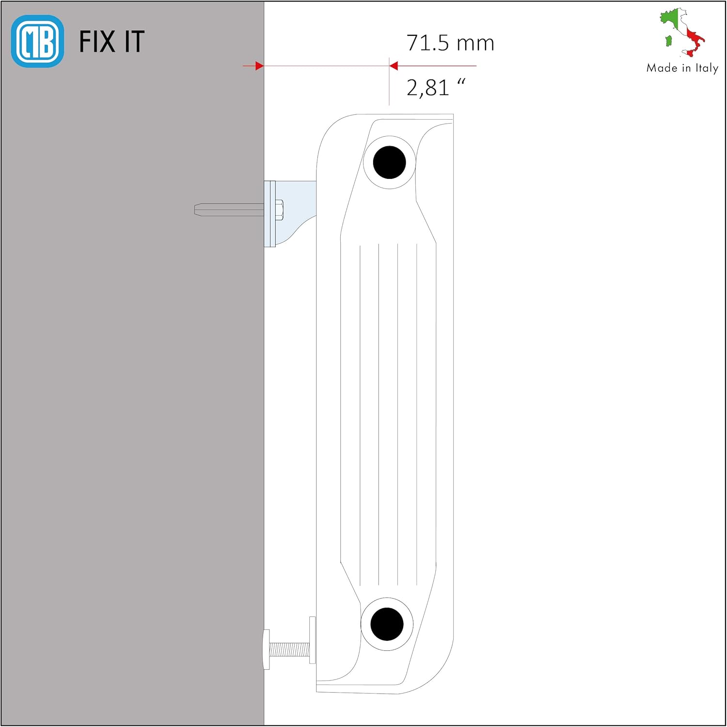 1 Pair of Wall Brackets for Aluminum radiators Cover in White ABS and